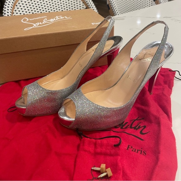 Christian Louboutin N Prive 100 Glitter Specchio Heels Perfect for Wedding - Picture 2 of 12